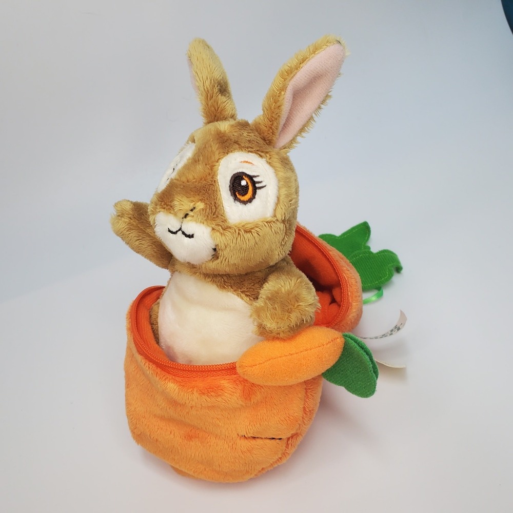 Peter Rabbit Plush Bunny with Zippered Carrot Carrying Case Appleseed Press 7"